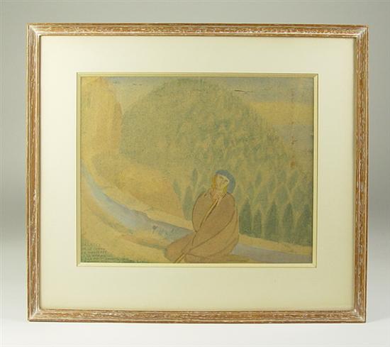 Appraisal: Bourdelle Emile Antoine - Watercolor Zezette Young girl wrapped in