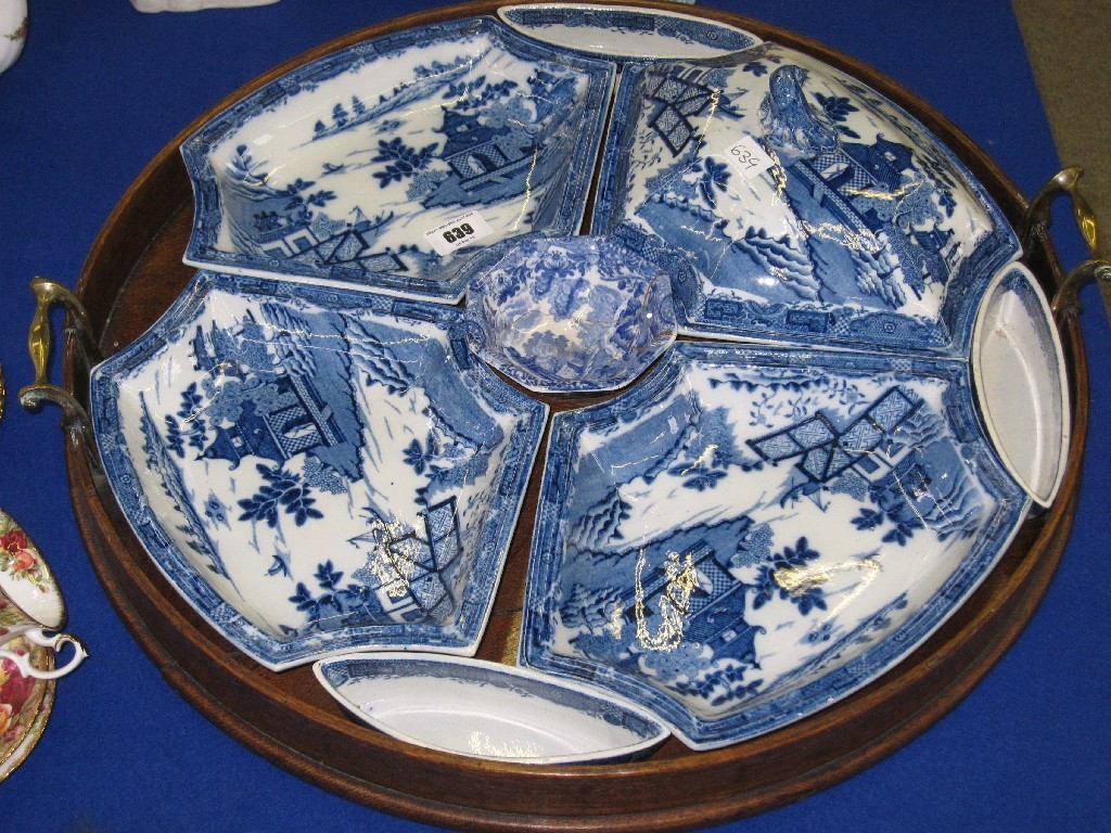 Appraisal: Early blue and white pottery 'The Hermit' pasttern part supper