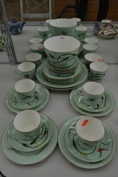 Appraisal: A HANDPAINTED AFTERNOON TEA SET FOR SIX LOSSES