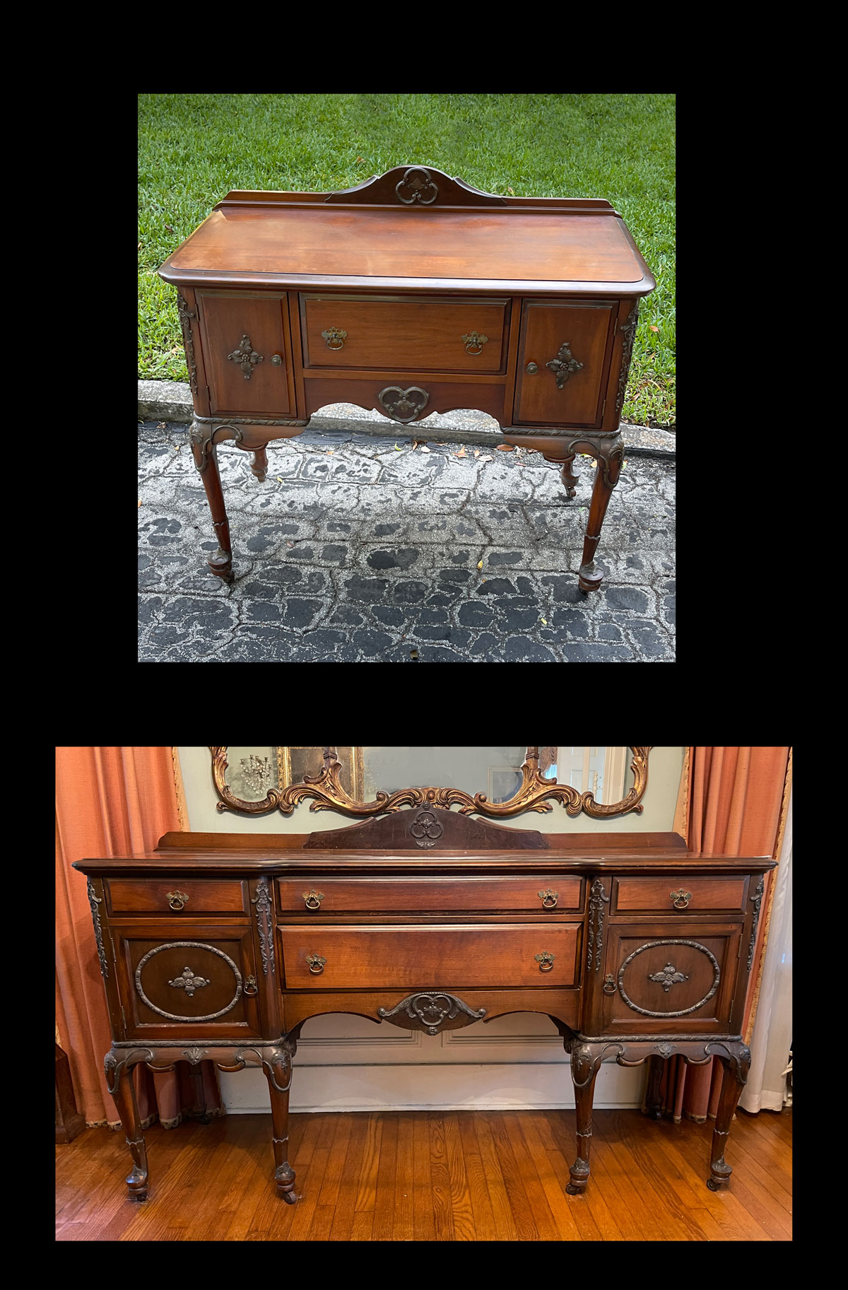 Appraisal: CARVED SIDEBOARD BUFFET Both having carved foliate designs and are