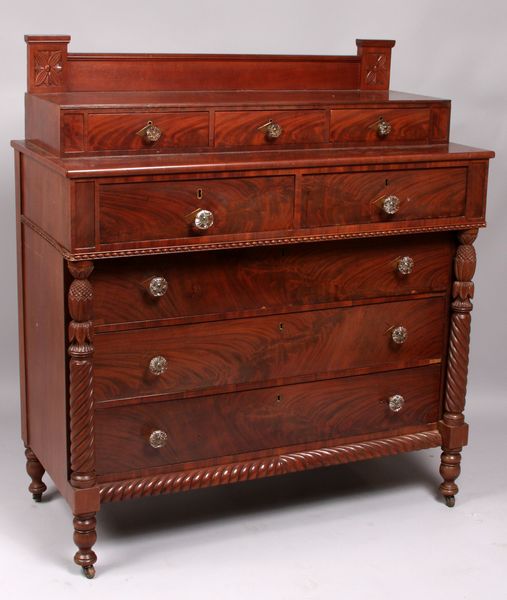 Appraisal: Early th Century classical Salem mahogany chest with carved pineapple