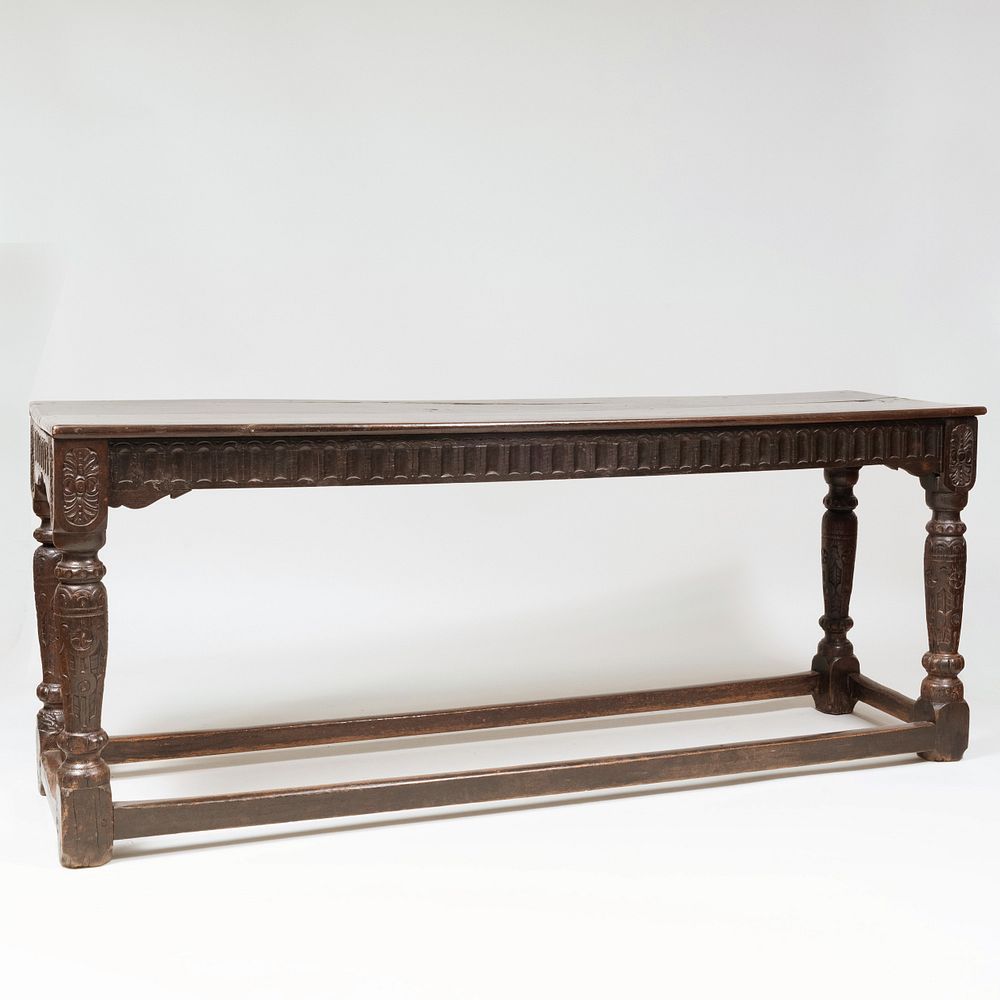 Appraisal: Continental Baroque Stained Oak Refectory Table x ft in x