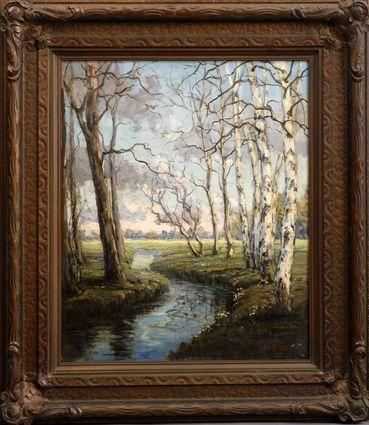 Appraisal: WALTER KOENIGER BIRCHES BY A BROOK Oil on canvas x