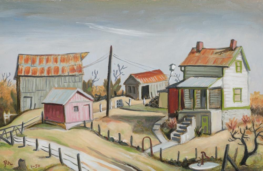 Appraisal: ROGER MEDEARIS American - Small Farm oil on masonite signed