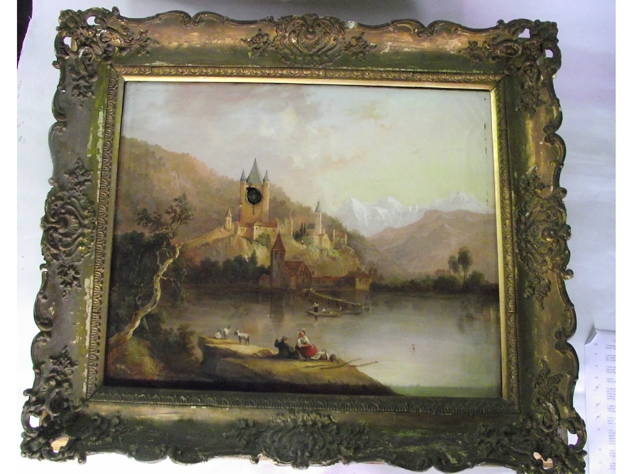 Appraisal: A mid- th century oil on canvas showing a continental