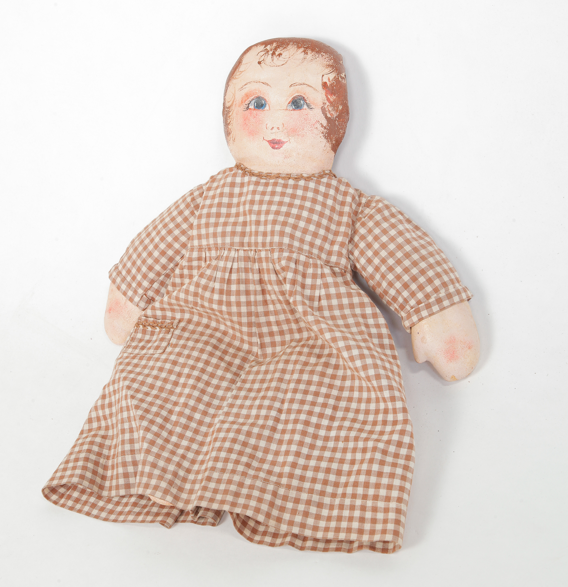 Appraisal: PRESBYTERIAN OIL CLOTH DOLL Ca s- s Original brown dress