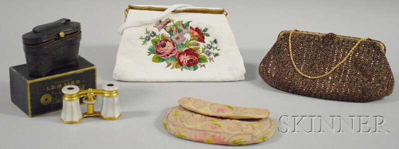 Appraisal: Four Lady's Accessories three beaded and embroidered purses two French