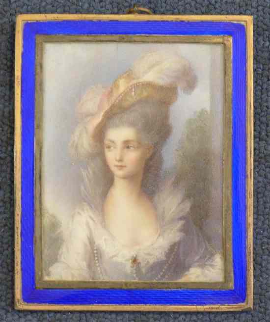 Appraisal: English School c oil on ivory Portrait of Mrs Graham