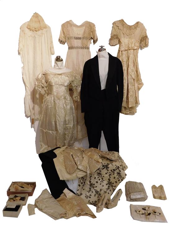 Appraisal: VINTAGE wedding-themed men's and women's clothing mostly related to November