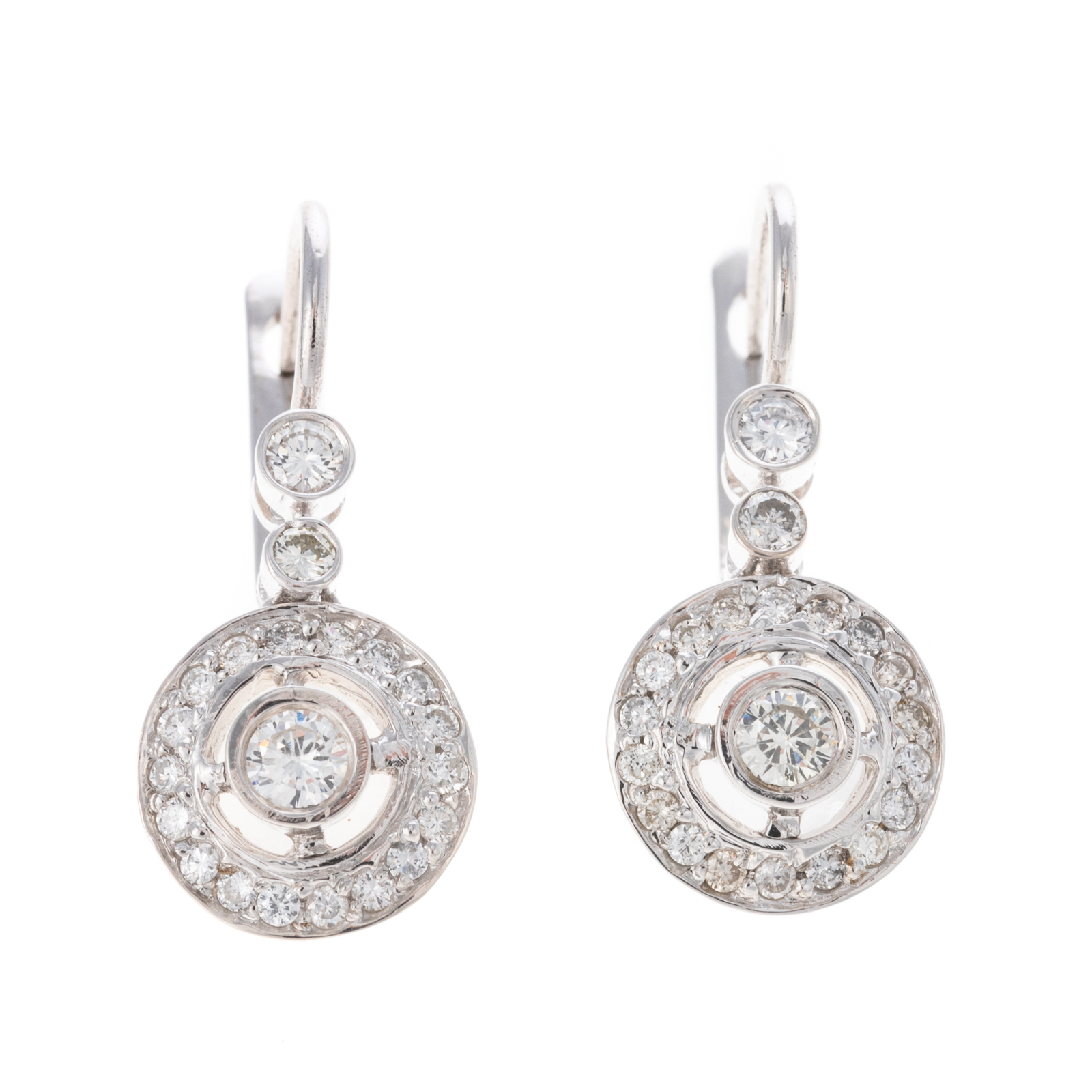 Appraisal: A PAIR OF DIAMOND DROP EARRINGS IN K K white