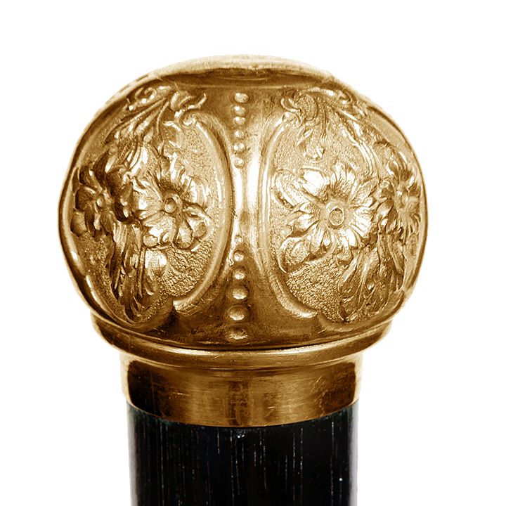 Appraisal: Important Gold Compartment Cane Dated - The largest gold-filled Bat