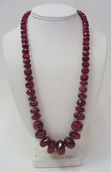 Appraisal: A Ruby and Gold Necklace and Earrings the necklace having