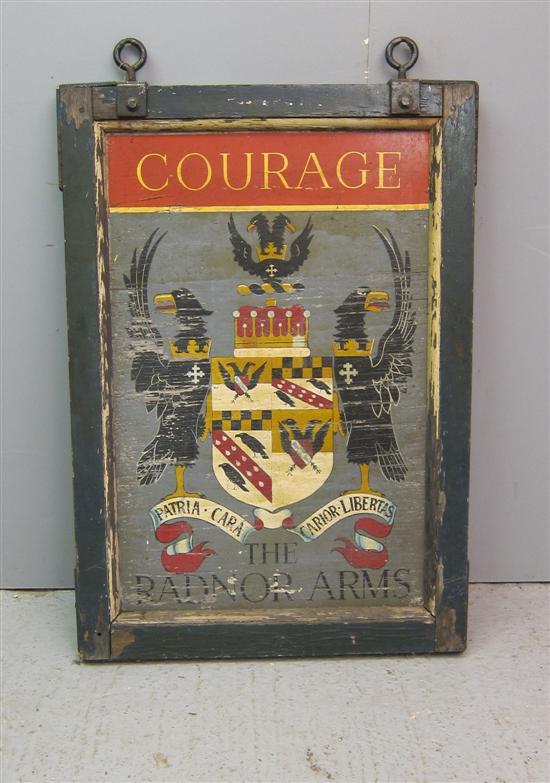 Appraisal: Early th century pub sign Courage brewery 'The Radnor Arms'