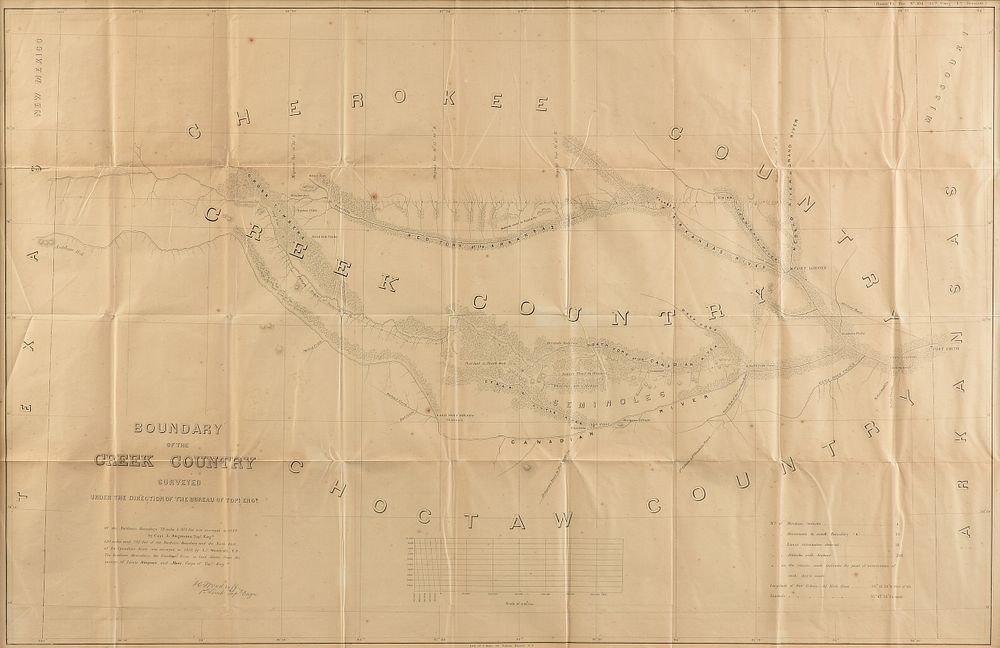 Appraisal: AN ANTIQUE SURVEY MAP Boundary of the Creek Country Surveyed