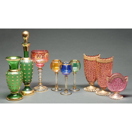 Appraisal: A Venetian gilt cranberry glass garniture second half th c