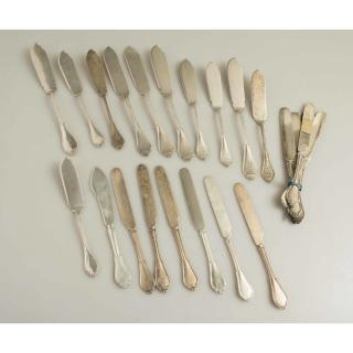 Appraisal: Silver Knives Gothic Pattern Lot comprising tea knives and butter