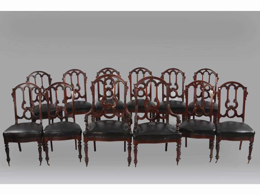 Appraisal: Set of Twelve Transitional Rococo Revival Chairs dining chairs American