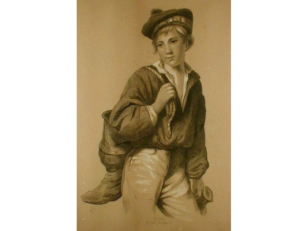 Appraisal: Bastien Charcoal and chalk drawing Le Petit Pearcheir study of