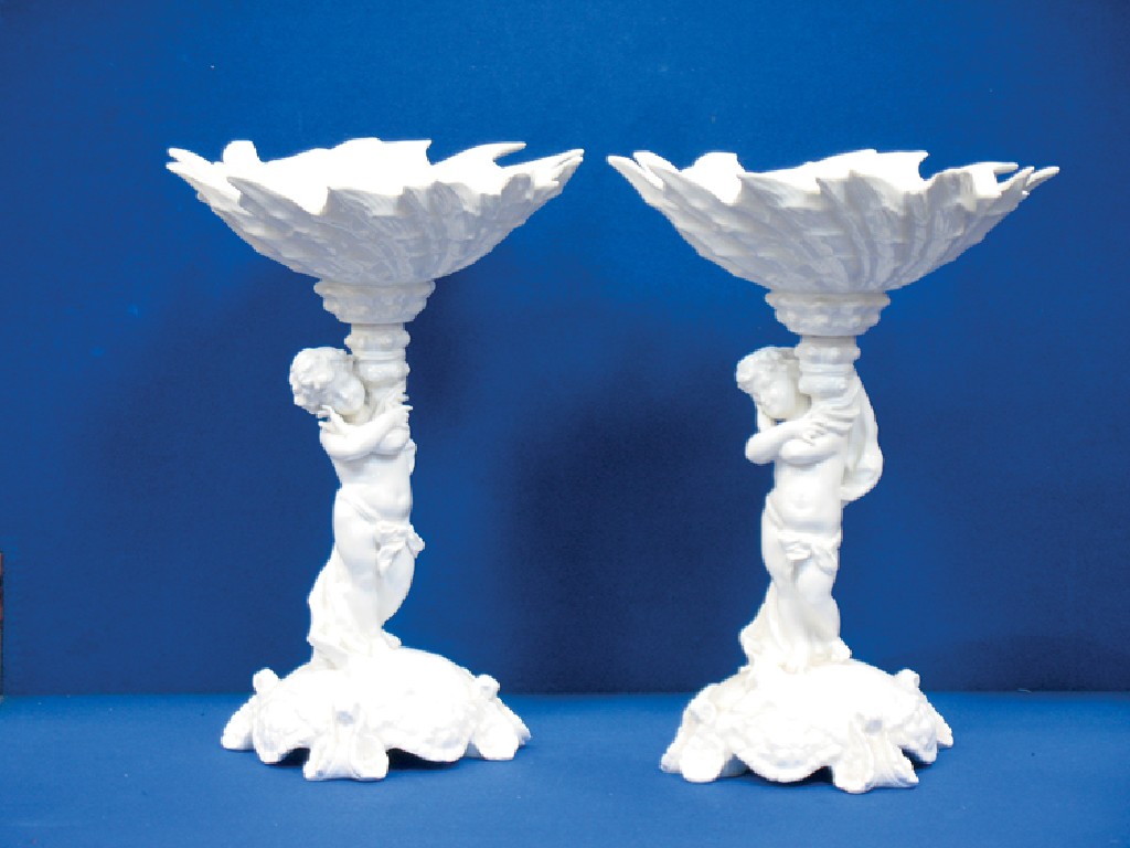 Appraisal: A PAIR OF TH CENTURY BLANC DE CHINE TABLE CENTREPIECES