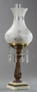 Appraisal: American Brass and Marble Astral Lamp th c th American