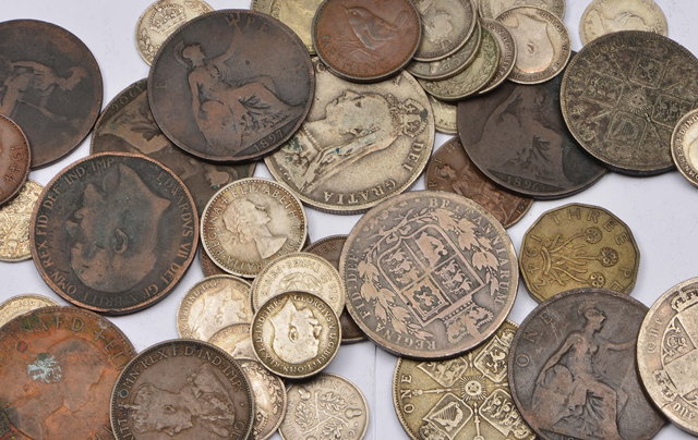 Appraisal: Small collection of bronze and silver LSD coinageincluding pennies threepenny