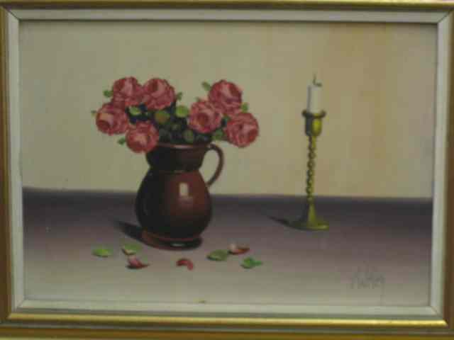 Appraisal: V Weley Oils trio of Still Lifes each '' x