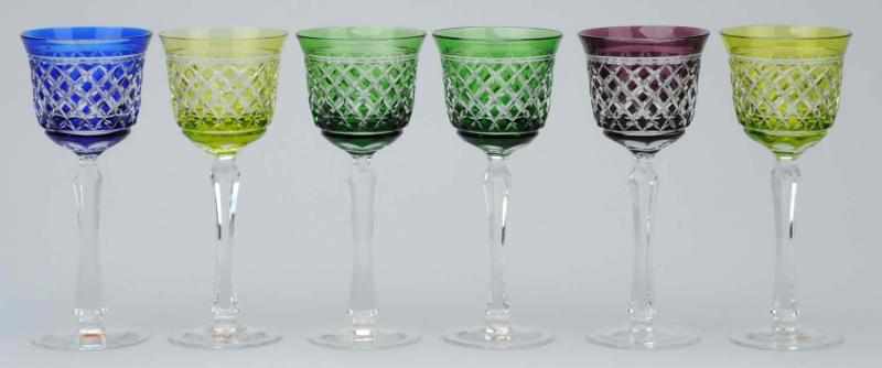 Appraisal: Lot of Moser Cut Glass Stemmed Goblets Description Five different