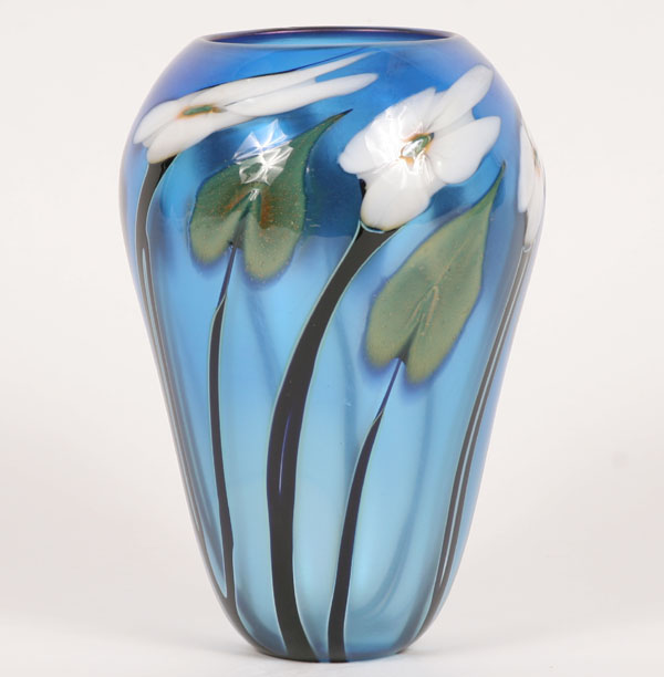 Appraisal: Charles Lotton American b studio glass vase Multi Flora blue