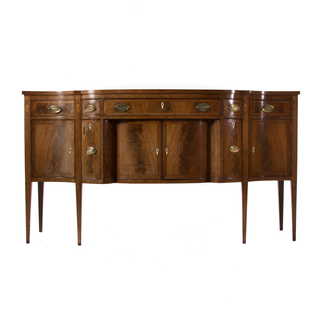 Appraisal: Federal inlaid mahogany sideboard New York circa flat top with