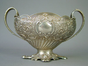 Appraisal: A Victorian silver gilt twin handled sugar bowl Sheffield c