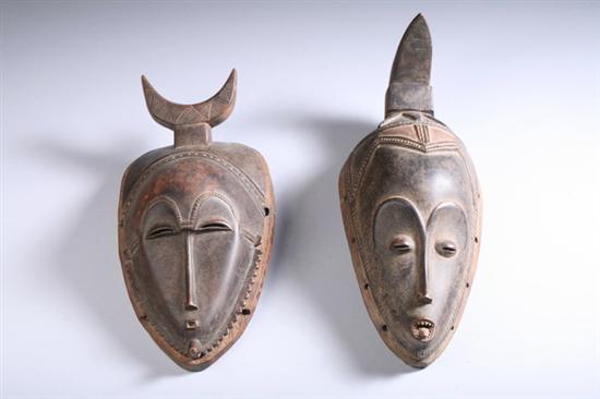 Appraisal: TWO AFRICAN GURO WOOD MASKS - in in