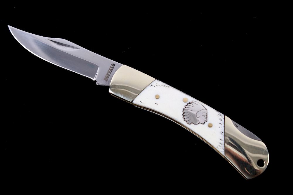 Appraisal: Buffalo Silver Chief Inlay Pocket Knife This is an original