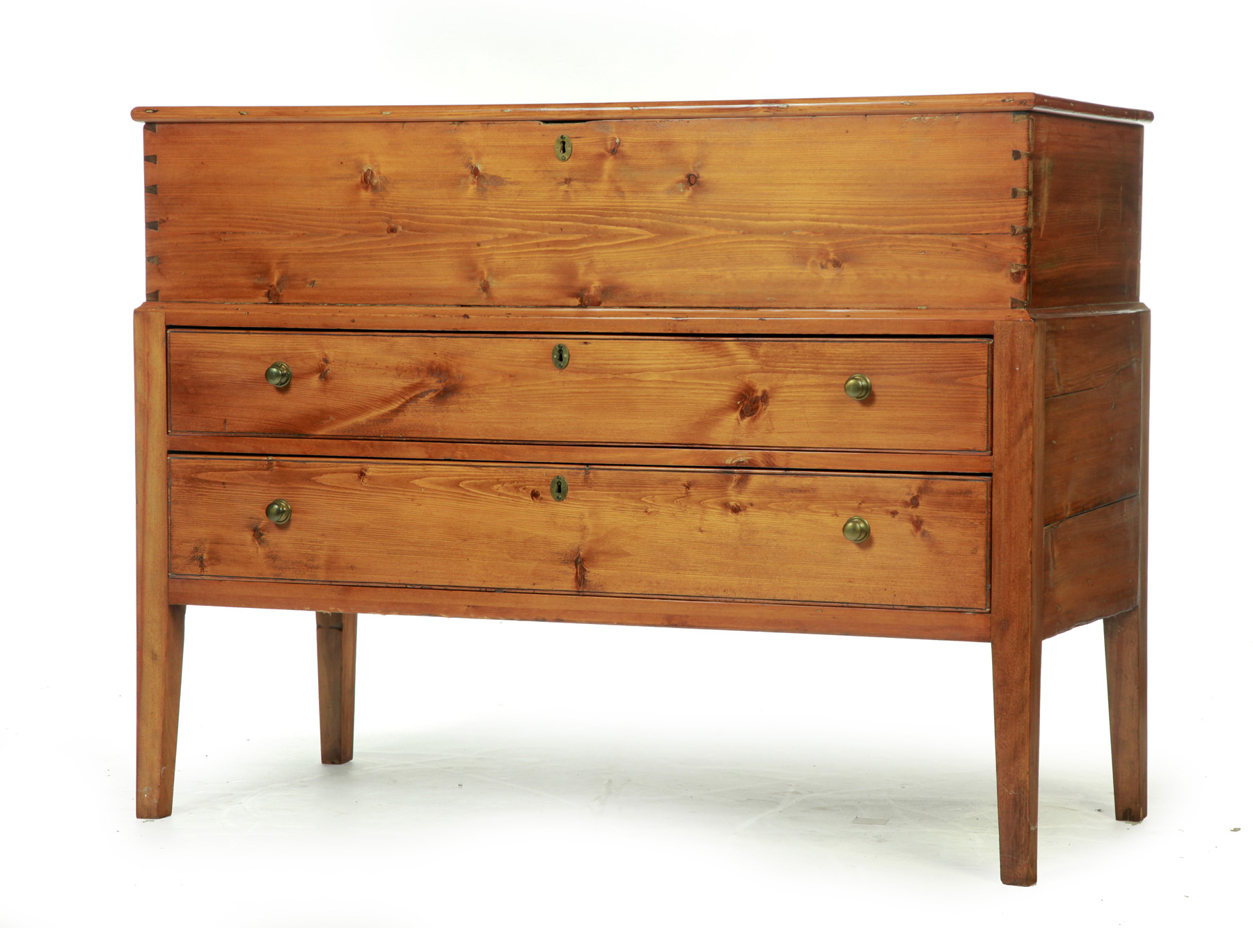 Appraisal: UNUSUAL LINEN PRESS OR MULE CHEST American mid- th century