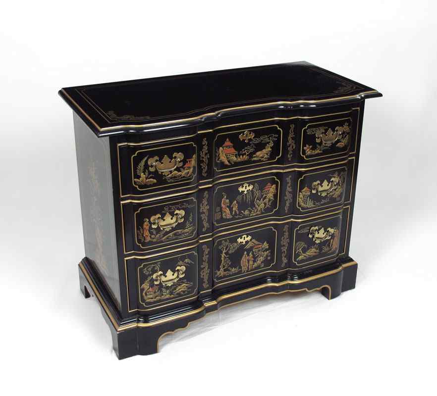 Appraisal: DREXEL ET CETERA CHINOISERIE DRAWER DRESSER Shaped front with drawers