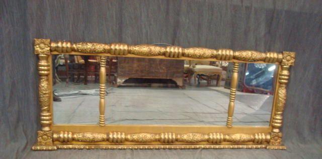 Appraisal: Sheraton Giltwood Triptych Mirror From a Purchase NY home Dimensions