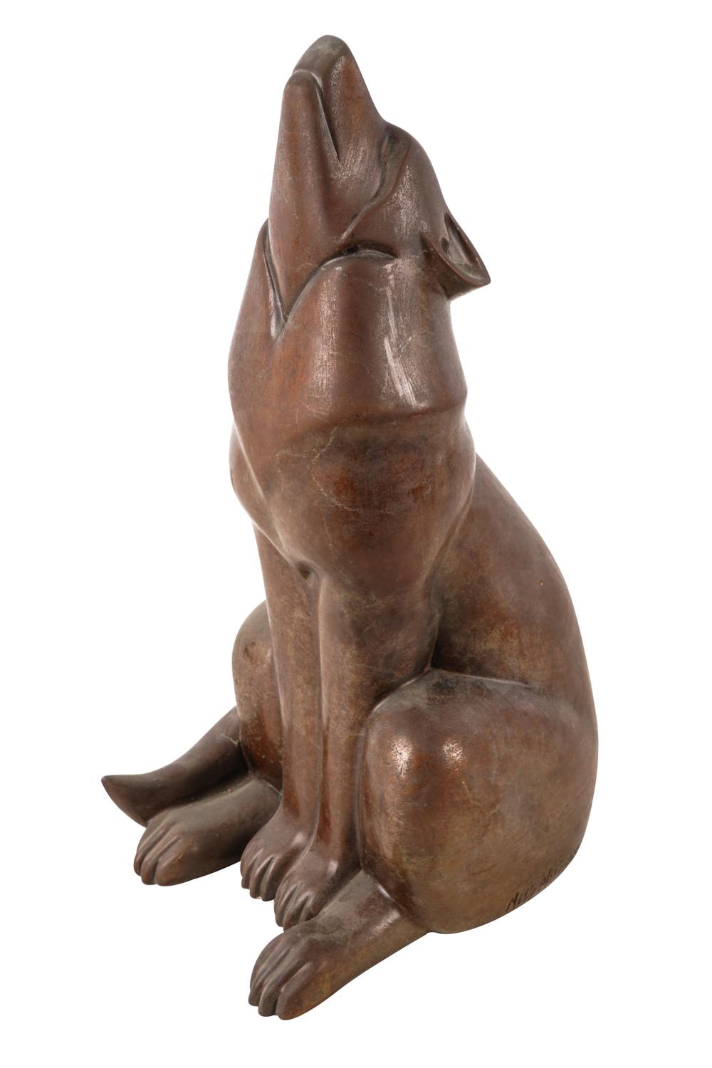 Appraisal: MILES METZGER TH CENTURY HOWLING COYOTEHollowed bronze signed dated and