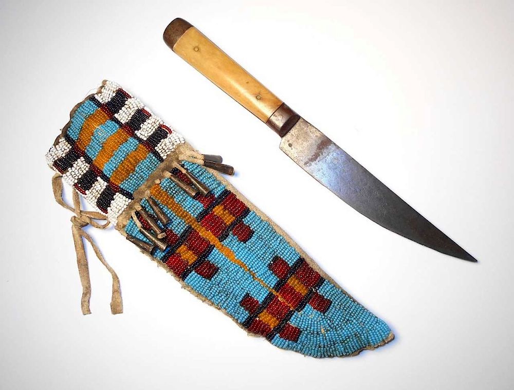 Appraisal: Cheyenne Fully Beaded Sheath - Knife This is an exceptionally