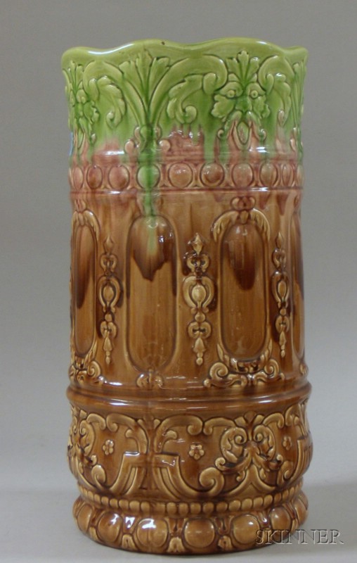 Appraisal: Majolica Glazed Art Pottery Umbrella Stand