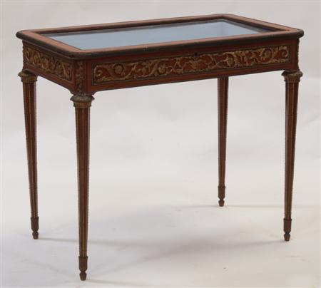 Appraisal: A Louis XVI style walnut and ormolu bijouterie table the