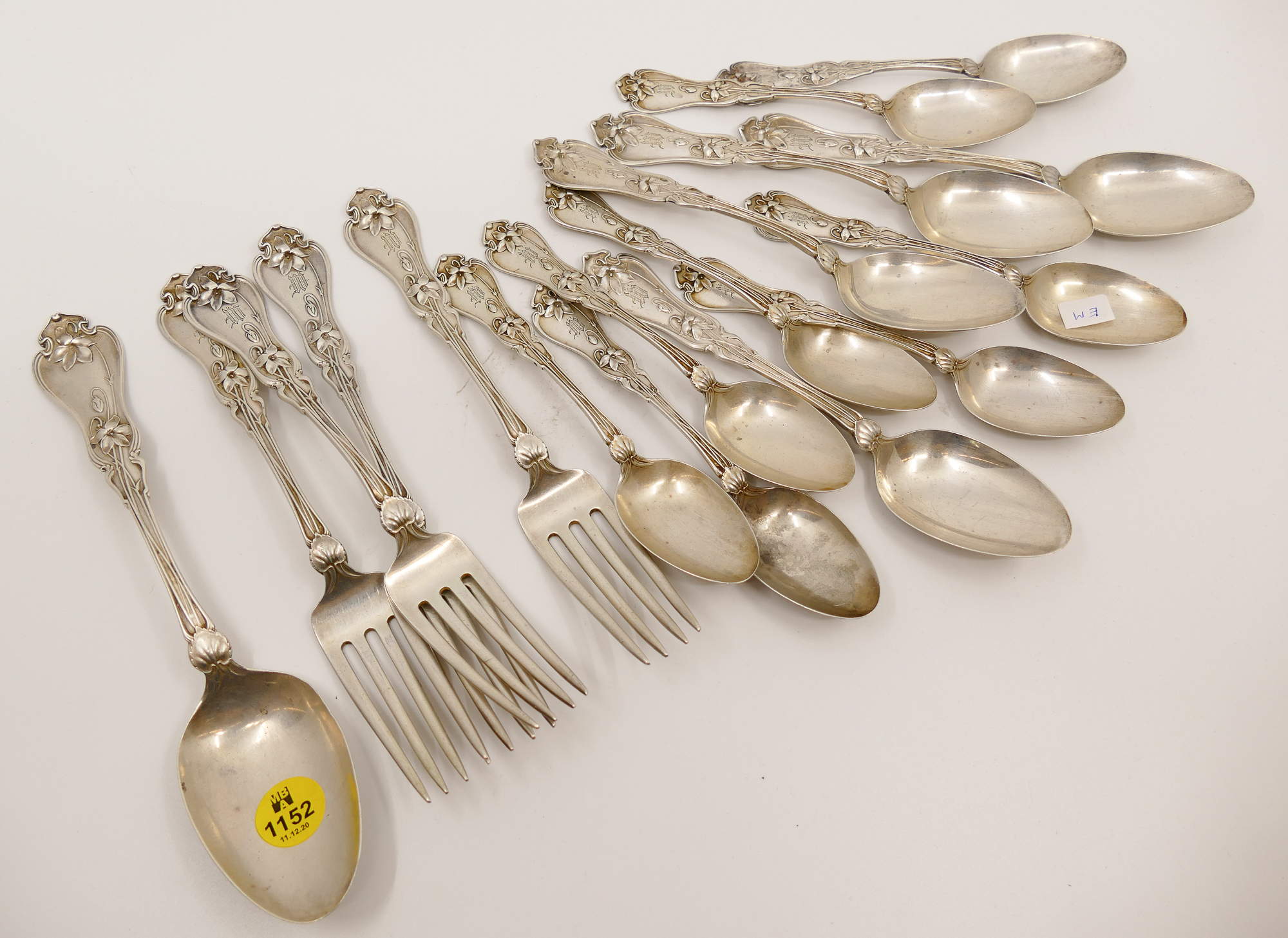 Appraisal: pc Whiting Violet Pattern Art Nouveau Sterling Flatware- g