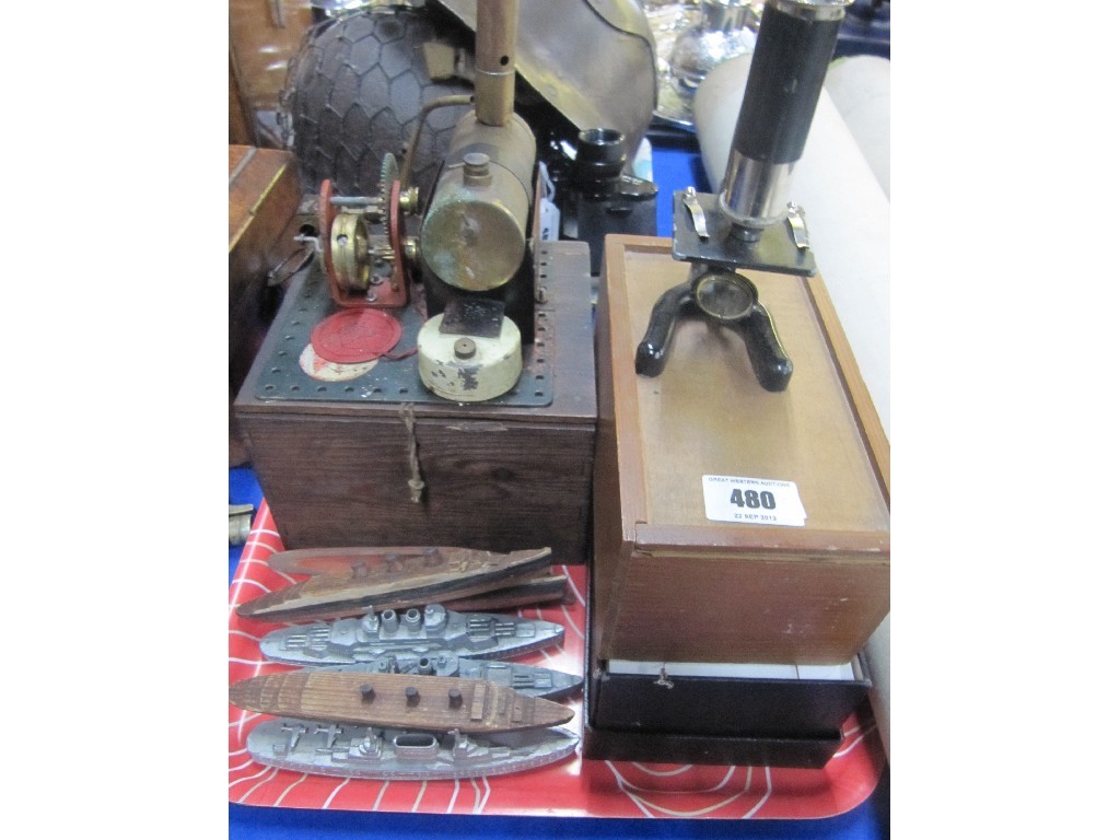 Appraisal: A lot comprising a model steam engine seven model ships