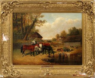 Appraisal: JOHN FREDERIC HERRING THE YOUNGER OIL ON CANVAS FARMYARD WITH