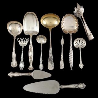 Appraisal: Eleven American Sterling Silver Servers Stieff repousse butter pick Aesthetic