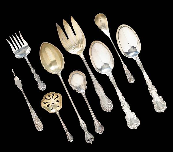 Appraisal: A group of sterling flatware service pieces Comprising Lancaster salad