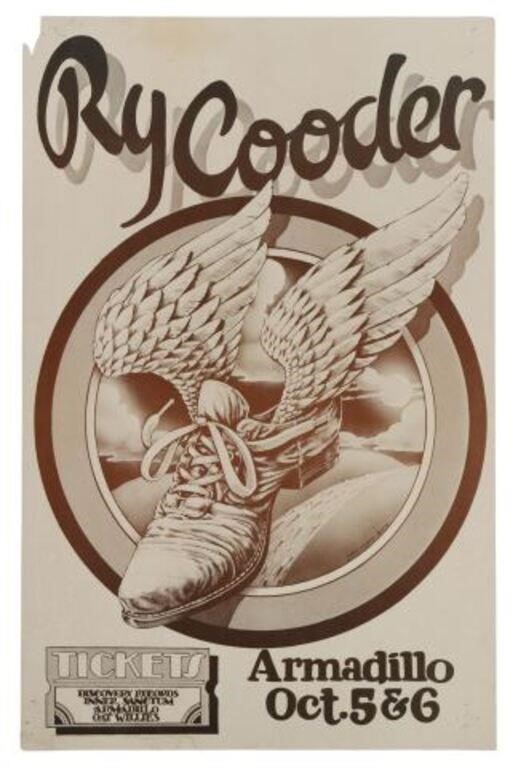 Appraisal: Armadillo World Headquarters Ry Cooder concert poster John Rogers October