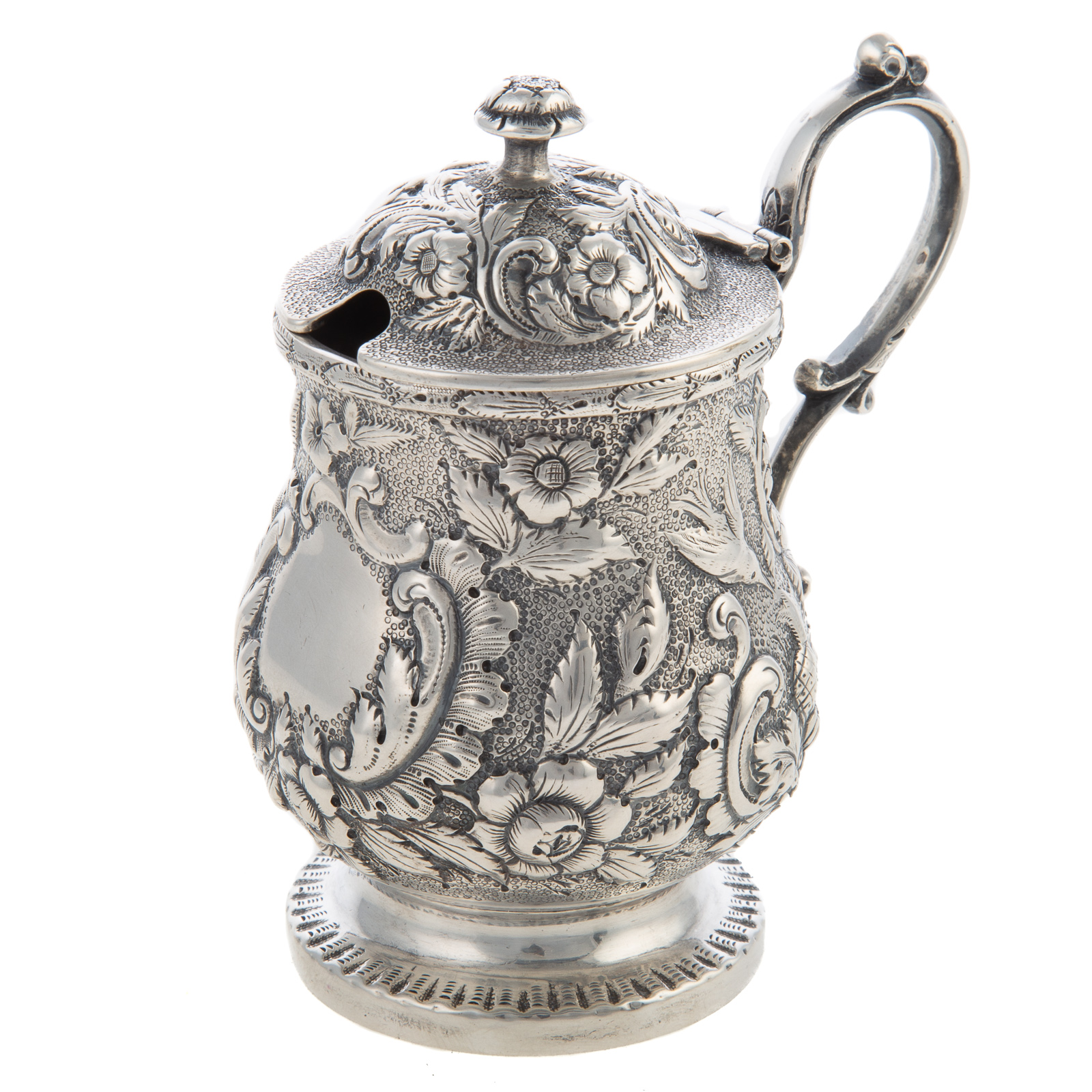 Appraisal: A E WARNER SILVER REPOUSSE MUSTARD POT Baltimore th century