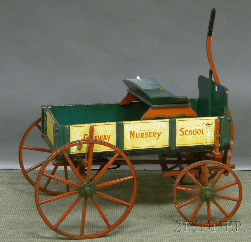 Appraisal: Polychrome Paint-decorated Wood Gateway Nursery School Wagon