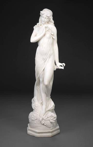 Appraisal: A carved marble allegorical figure of the Moon signed A