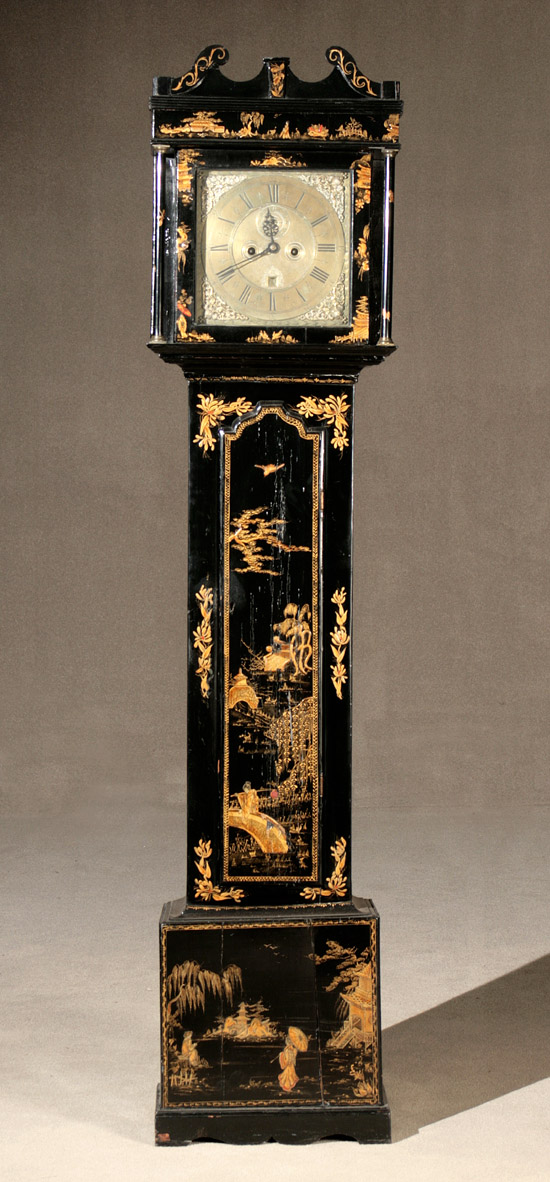 Appraisal: George III Black Chinoiserie Tall Case Clock Walter Brodhurst Lichfield