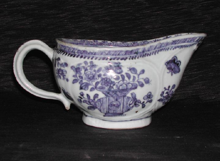 Appraisal: Chinese Export Blue-and-White Porcelain Sauceboat fourth quarter th century in